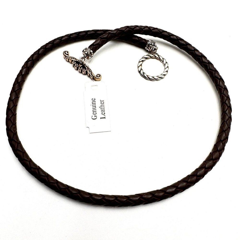 Carolyn Pollack Brown Leather Sterling Silver 16 Necklace Perfect For Enhancers 90$